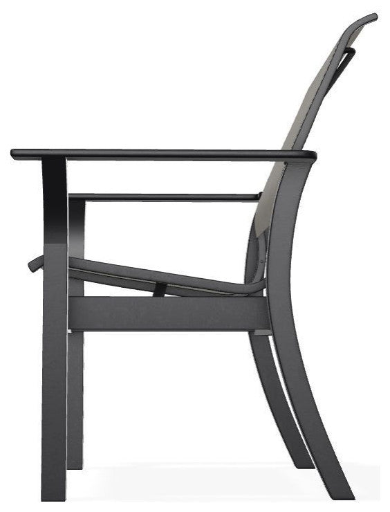 Leeward Sling Stackable Outdoor Dining Chair, Storm/Black