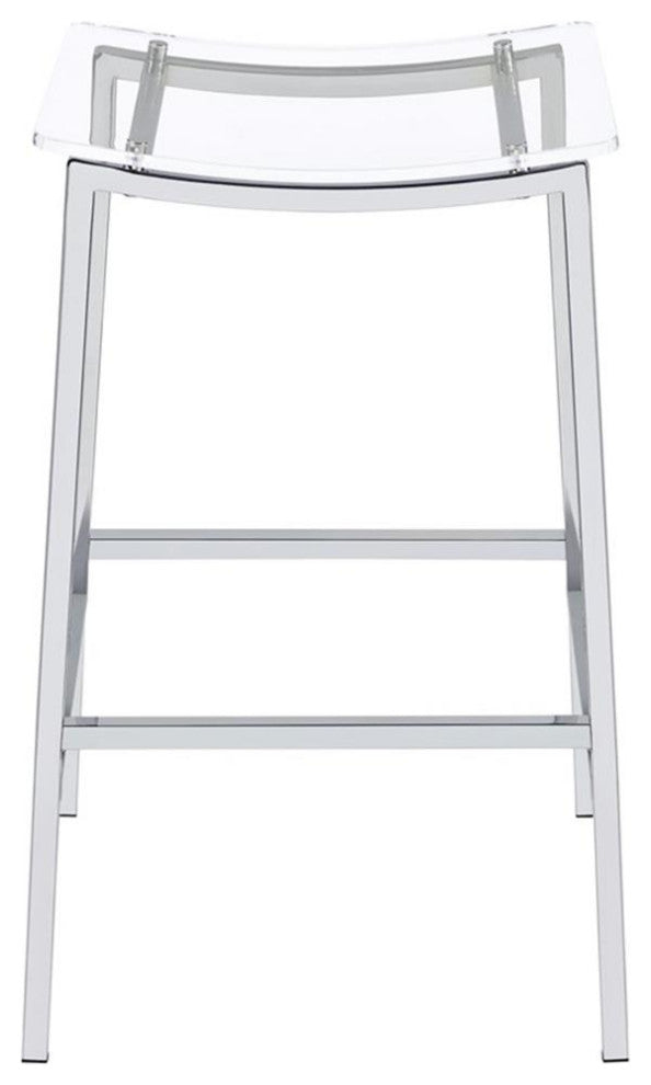 Pemberly Row Metal Acrylic Backless Bar Stools Clear and Chrome