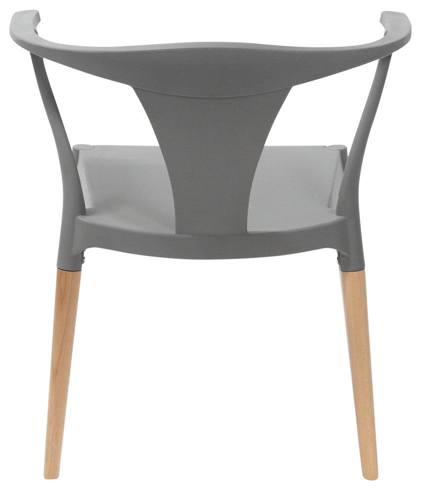 Icon Series Modern Dining Arm Chairs With Beech Wood Leg, Set of 2, Gray
