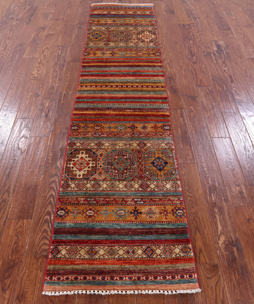 2' 2" X 9' 5" Runner Super Kazak Khorjin Handmade Rug Q10854