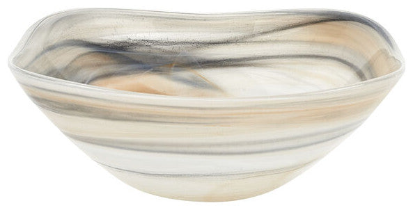 Badash P292 Taupe Alabaster Glass 10" Squarish Salad or Serving Bowl