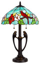 Benzara BM282168 22" Table Lamp, Bird Art Stained Glass Shade, Antique Bronze
