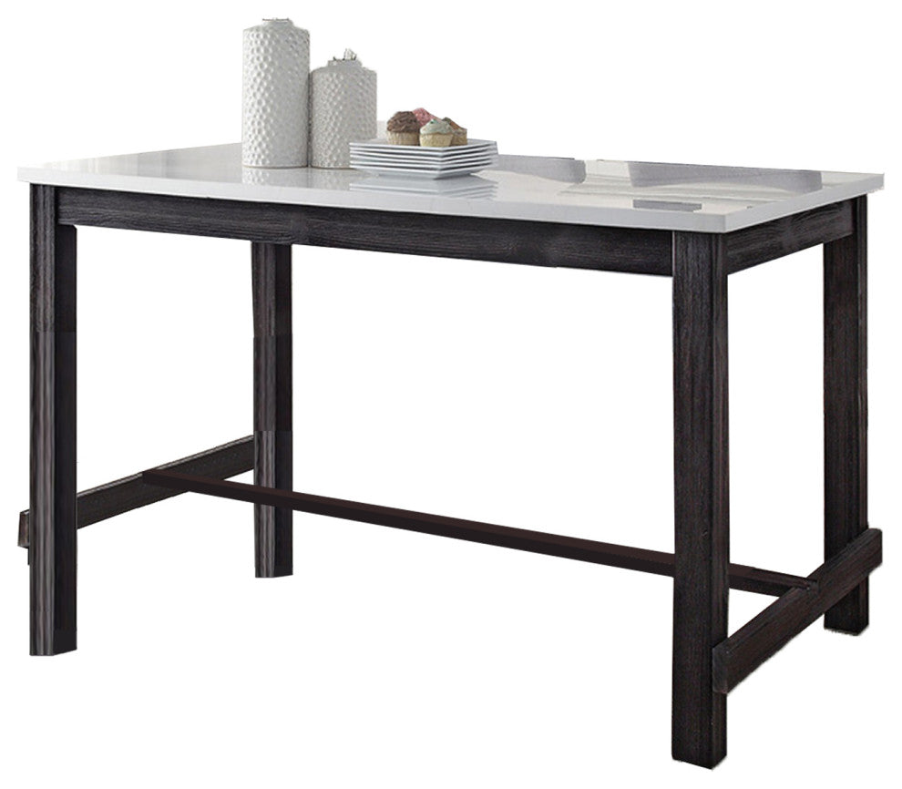 Rectangular Counter Height Table, White/Weathered Espresso