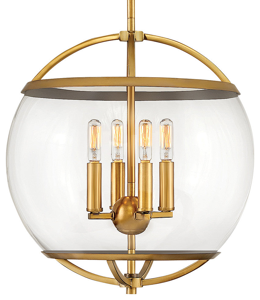 Hinkley Calvin Medium Orb Pendant, Heritage Brass