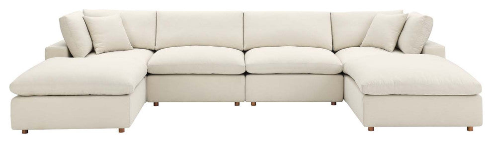 Commix Down Filled Overstuffed 6-Piece Sectional Sofa, Light Beige