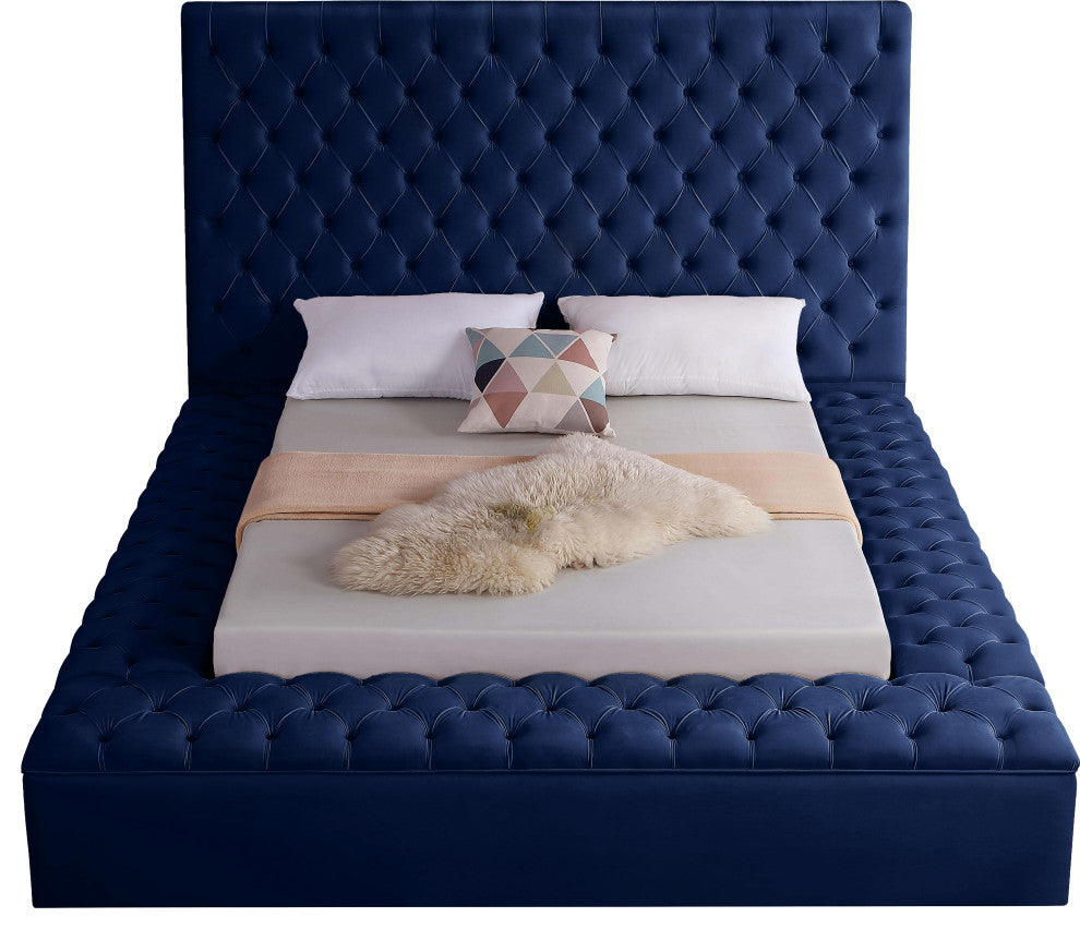 Bliss Velvet Upholstered  Bed, Navy, King