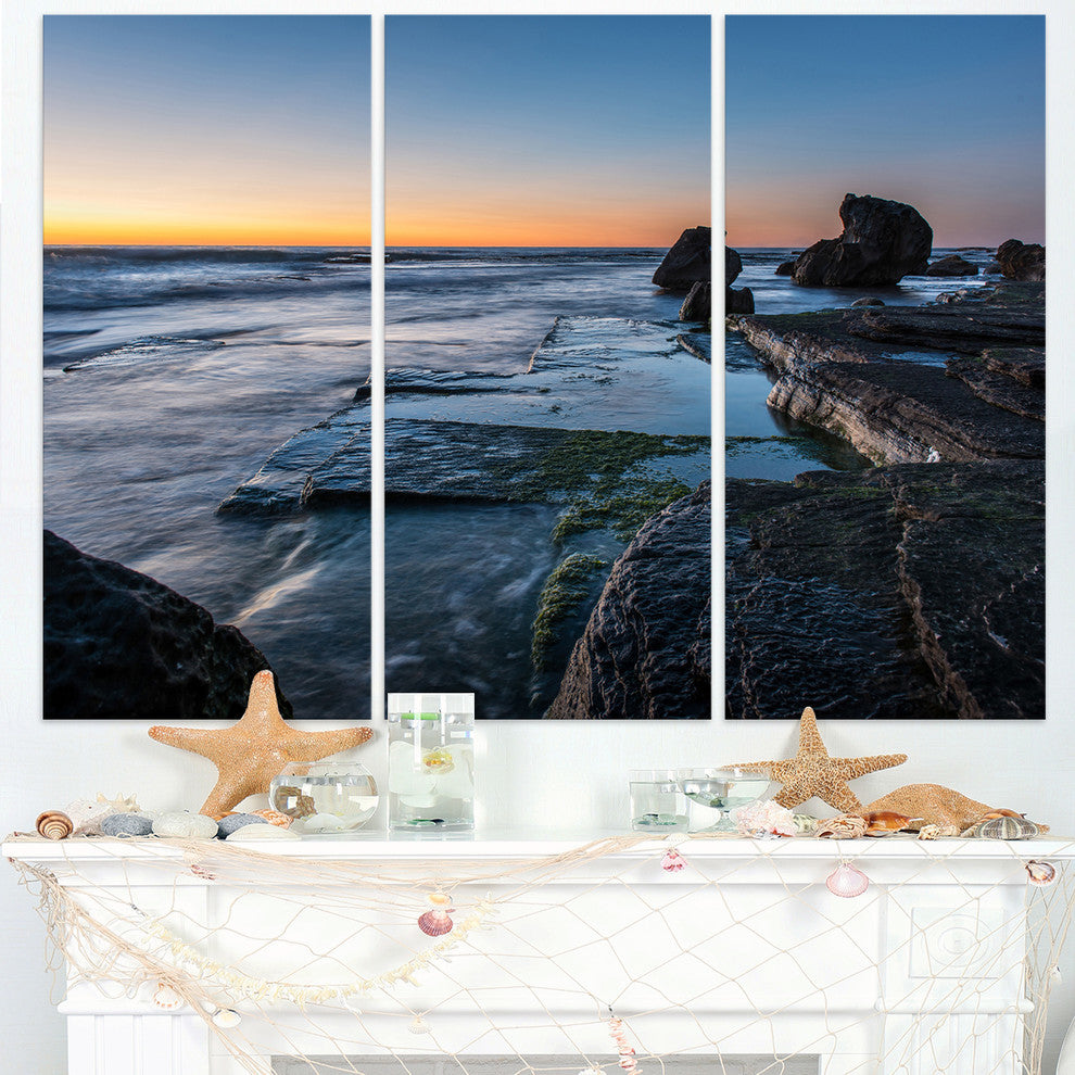 "Bluish Sea Waters at Sydney Beach" Metal Wall Art, 3 Panels, 36"x28"