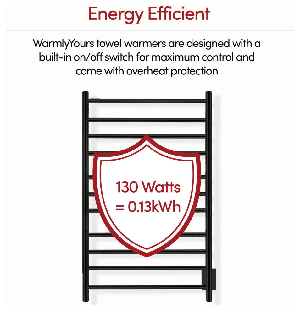 Malta Towel Warmer, Hardwired, 11 Bars, Black