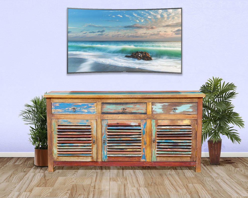 Chest / Media Center 3 Doors and 3 Drawers made from Recycled Teak Wood Boats