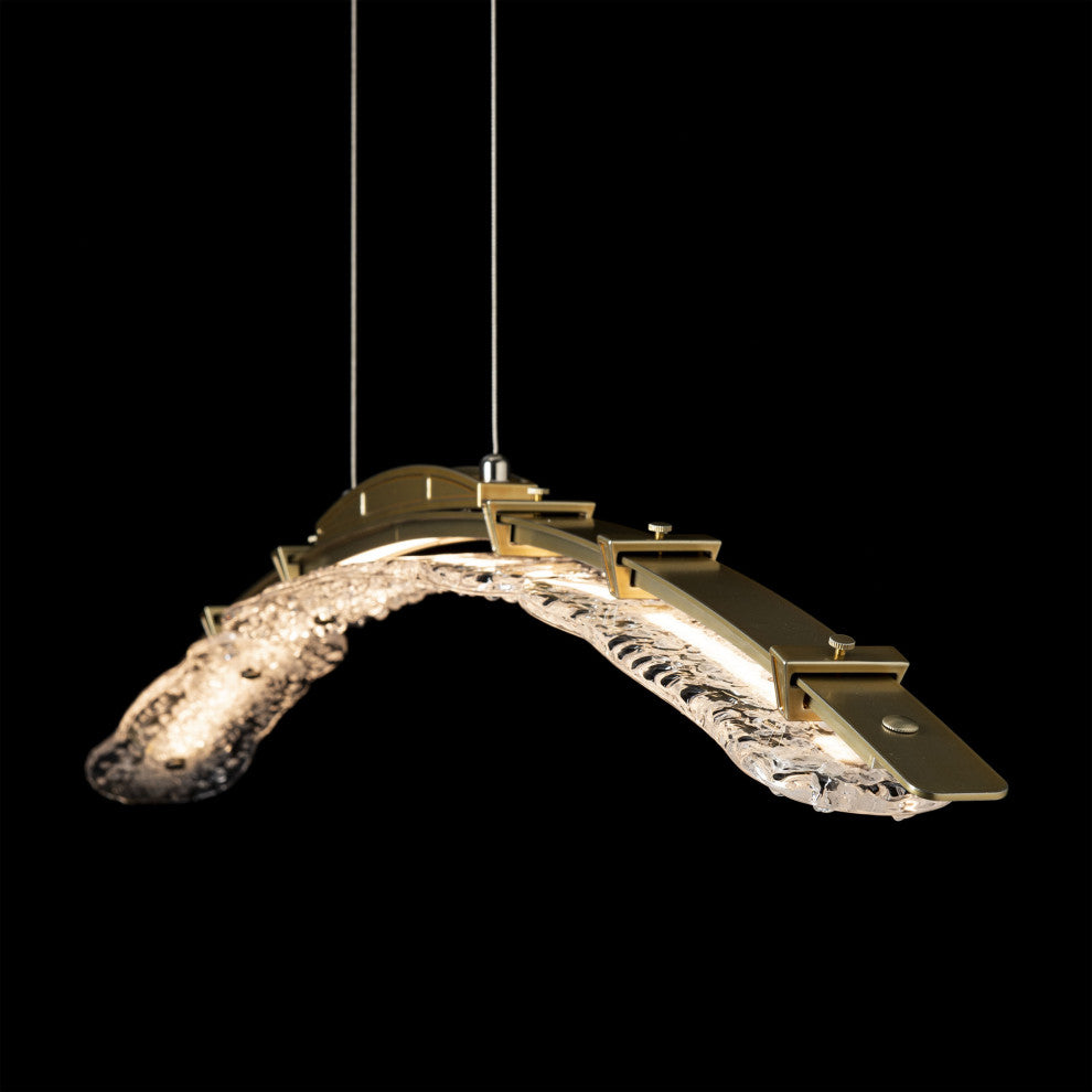 Glissade Large LED Pendant Modern Brass Clear Glass Standard