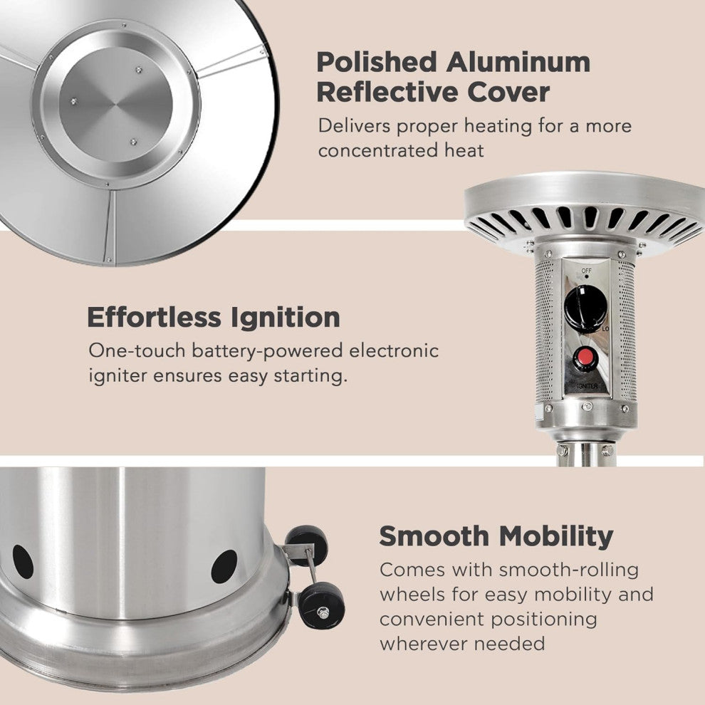 Aspect Living Stainless Steel Patio Heater With Table
