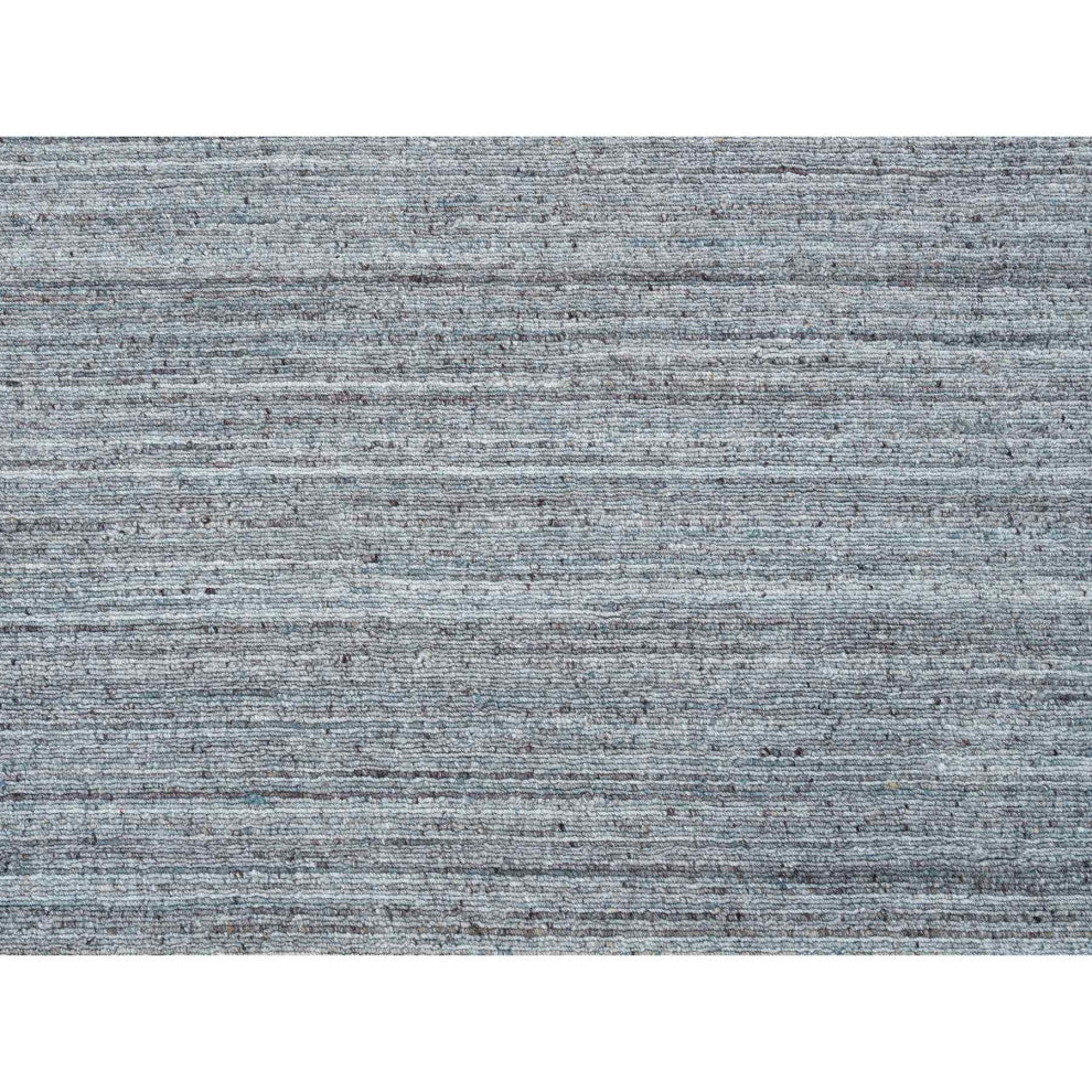 Arsenic Gray Modern Striae Design Wool Hand Loomed Round Oriental Rug  8'x8'