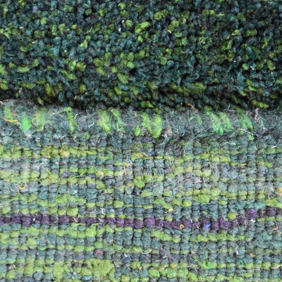 HAND KNOTTED LOOM SILK ECO-FRIENDLY AREA RUG-6'x9',Rectangle,Green,Contemporary
