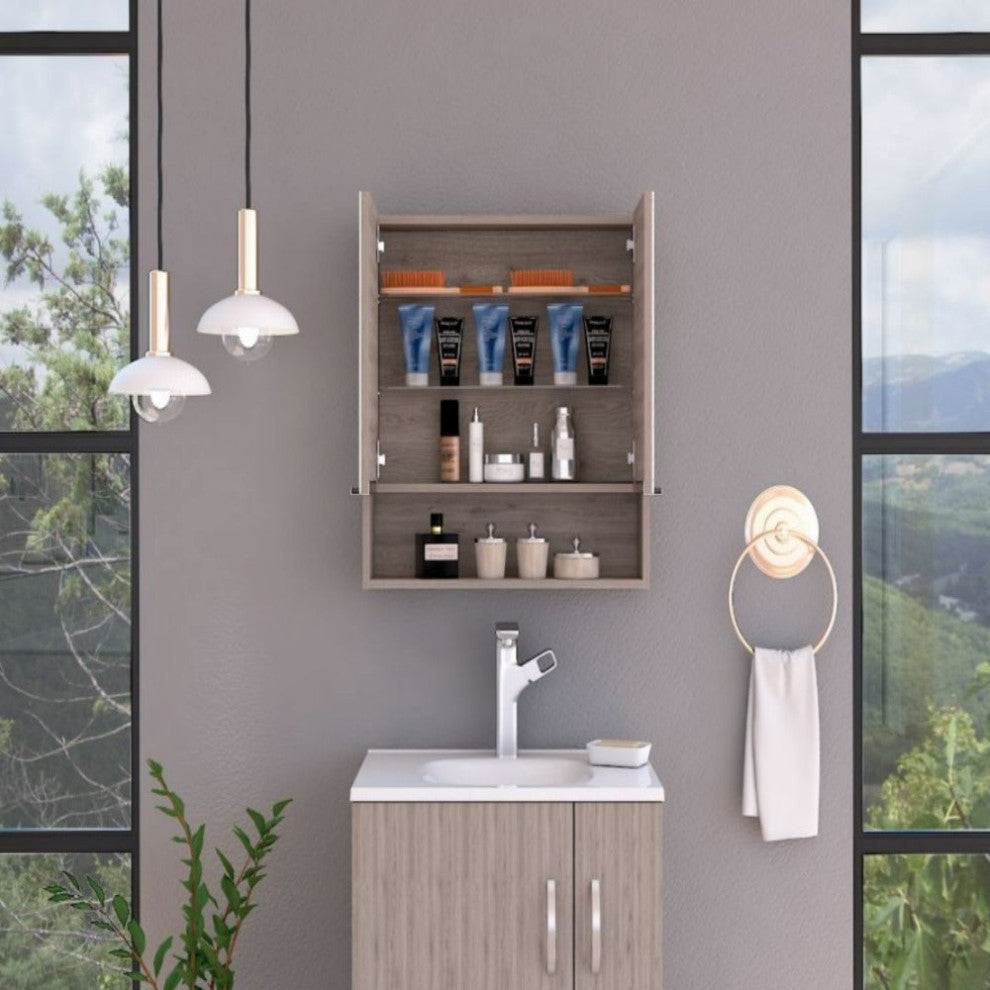 Medicine Cabinet With Mirror Lexington, Bathroom, Light Gray