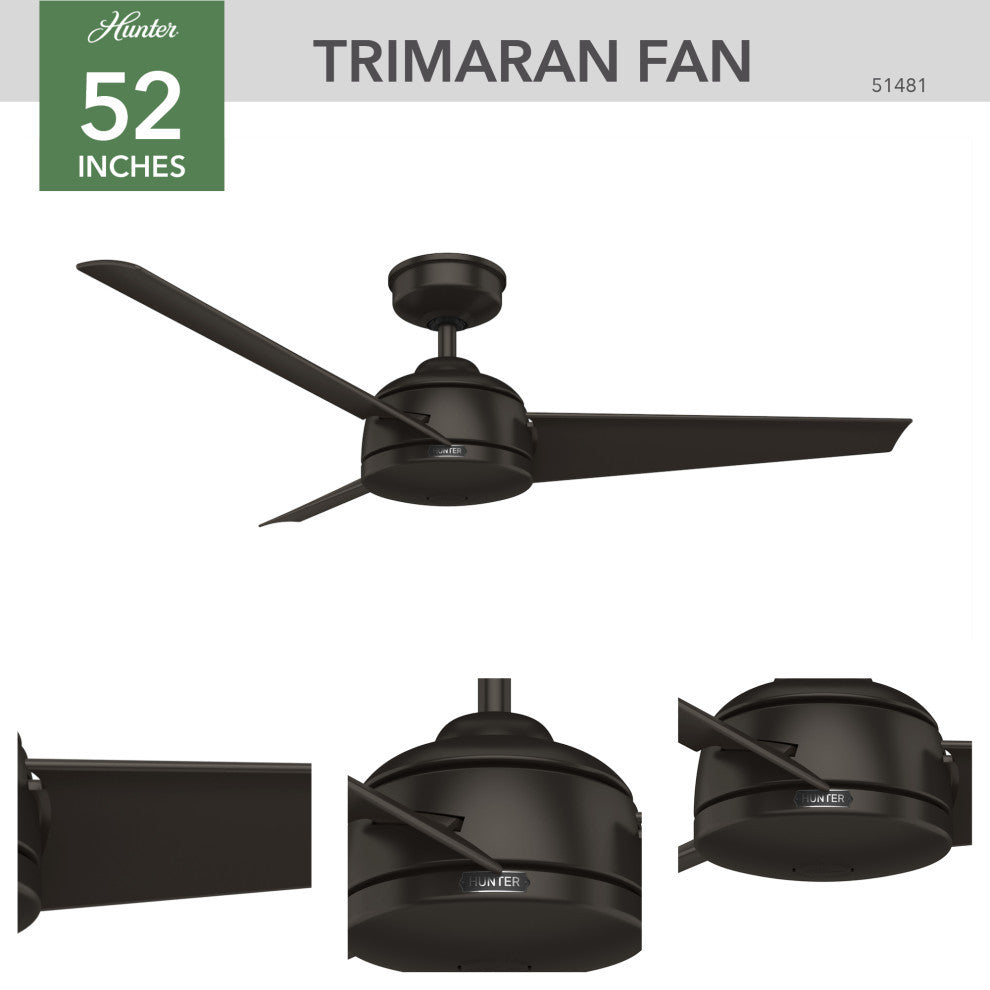 Hunter 52" Trimaran Premier Bronze Wet Rated Ceiling Fan and Wall Control
