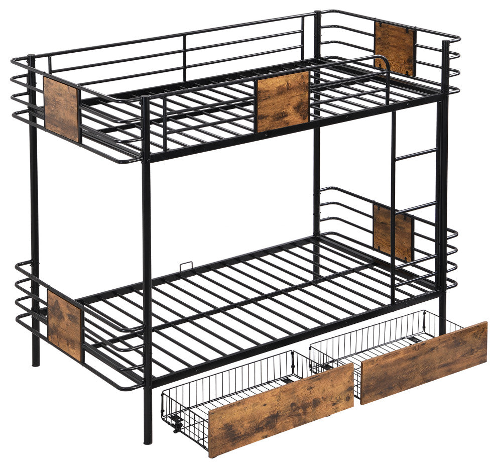 Gewnee Twin XL over Twin XL Metal Bunk Bed