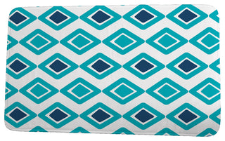 Upscale Getaway Diamond Jive 2 Geometric Print Bath Mat, Aqua, 17"x24"