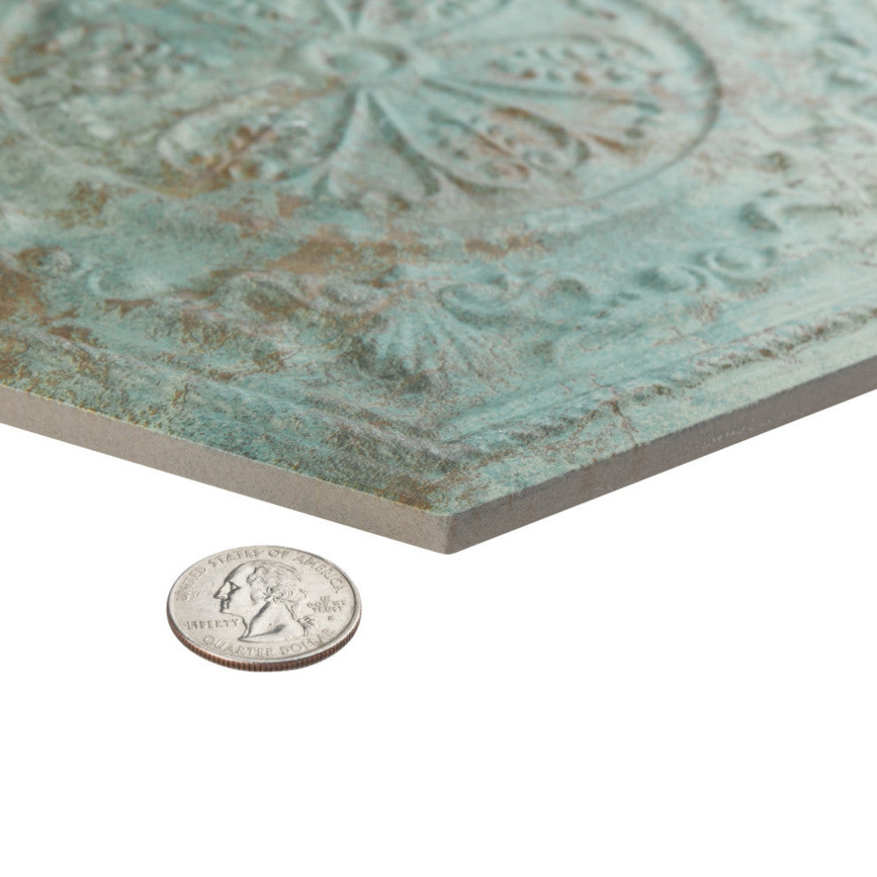 Zinc Hex Green Decor Porcelain Floor and Wall Tile