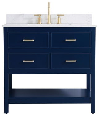 Skylar 36" Single Bathroom Vanity, Blue, With Backsplash