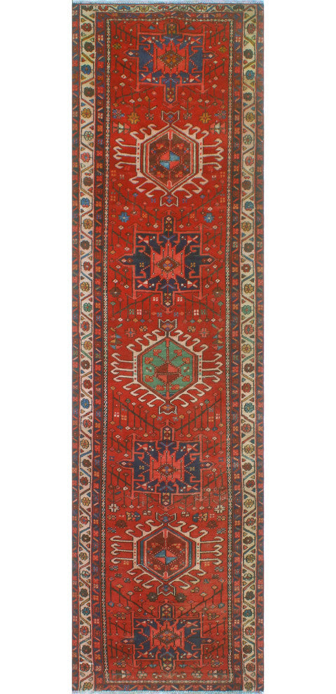 Fine Vintage Distressed Halah Rust/Navy Runner, 2'11x10'9