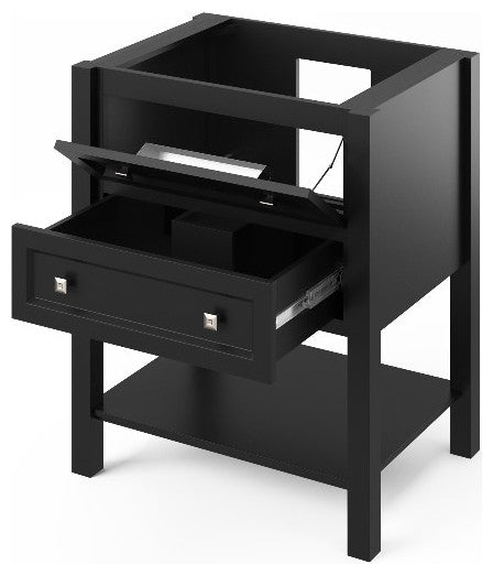 Adler Transitional 30" Black Vanity, Black Granite Vanity Top