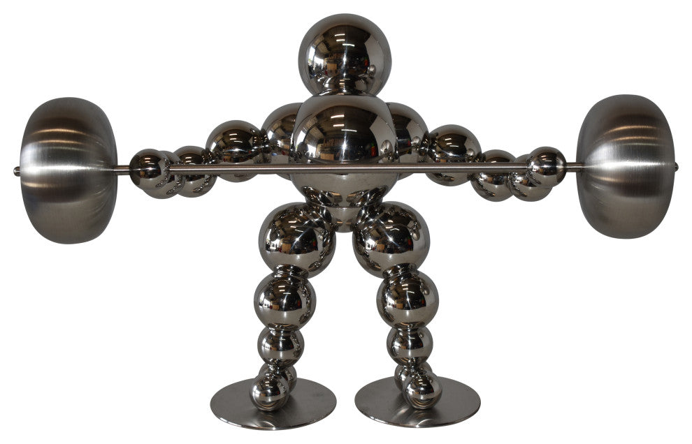 Modern Art Weightlifter Second Pull Position Chrome Statue Size: 20" x 9" x 12