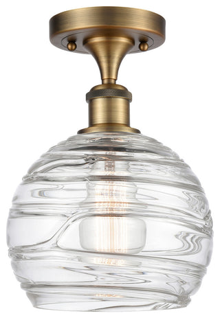 Deco Swirl 1-Light Semi-Flush Mount, Brushed Brass, Clear