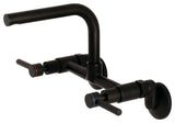 Kingston Brass 8" Adjustable Center Wall Mount Kitchen Faucet, Matte Black