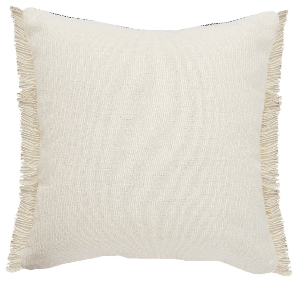 Ox Bay Black/Tan Stripe Cotton Blend Pillow Cover, 20"x20"