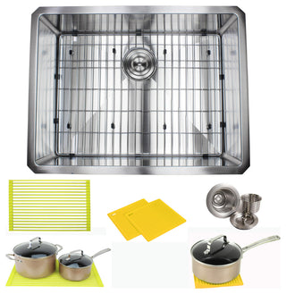 26" 16 Gauge Undermount Single Bowl Stainless Steel Sink Package
