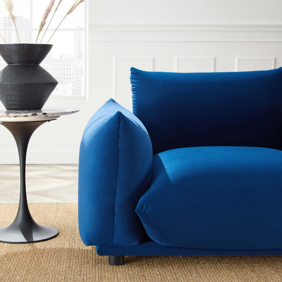 Armchair Accent Chair, Velvet, Blue Navy, Modern, Living Lounge Hospitality