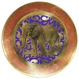 Natural Geo Wild Elephant Decorative Brass Accent Plate