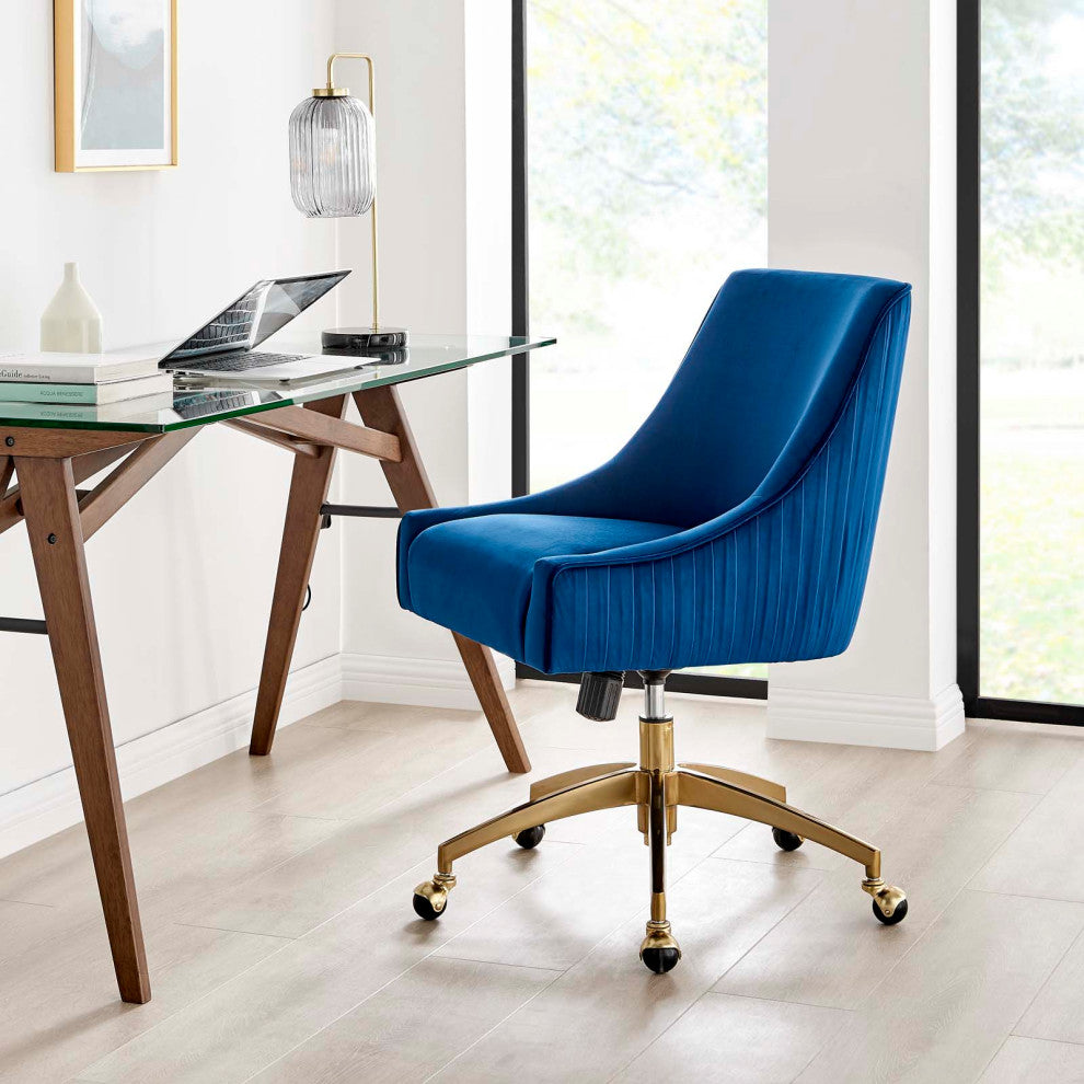 Discern Performance Velvet Office Chair, Navy