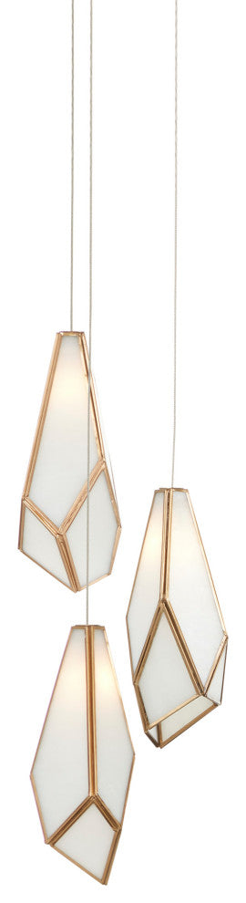 Glace White 3-Light Multi-Drop Pendant