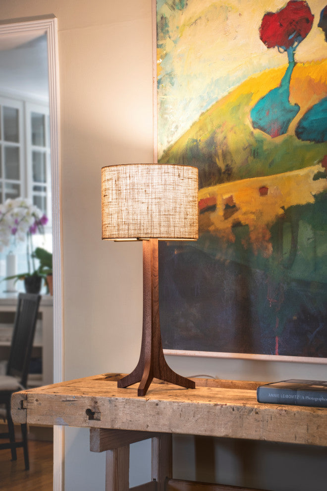 Nauta Table Lamp, Brushed Aluminum Burlap Shade
