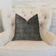 Licorice Black Artificial Leather Luxury Throw Pillow, 20"x36" King