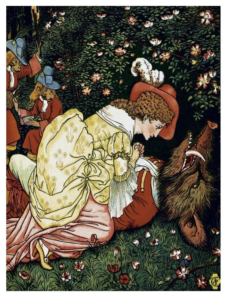 "Beauty and the Beast - In the Woods" Paper Print by Walter Crane, 32"x42"