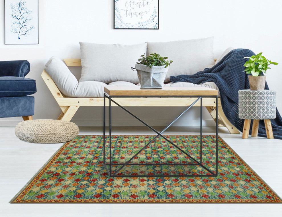 Balochi Kathlene Red/Green Rug, 4'0x6'0