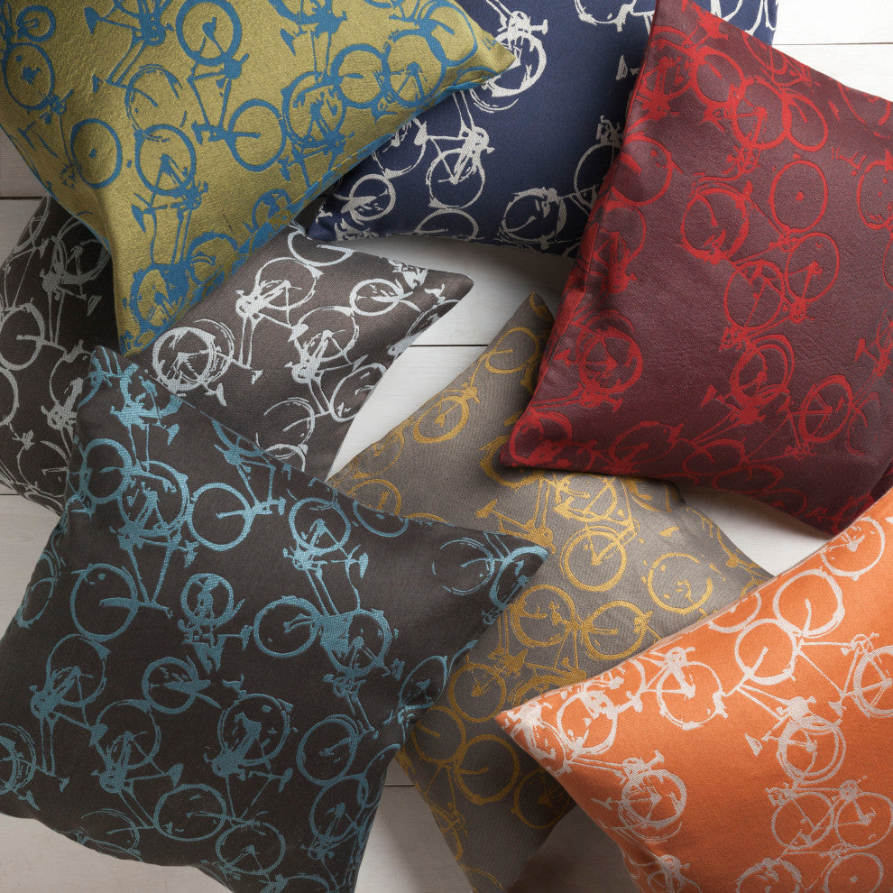 Surya Pedal Power PDP-001 22"x22" Pillow Kit, Sky Blue/Black