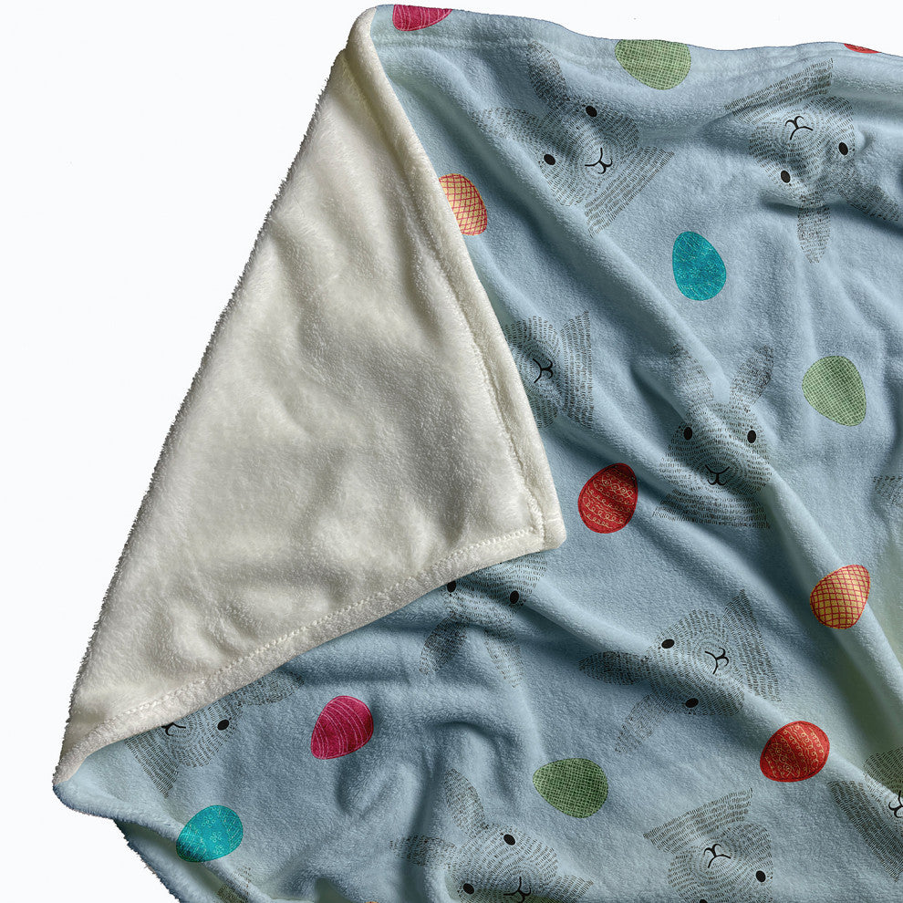 30 x 40 in Easter Bunnies and Eggs Throw Blanket, After Rain Blue