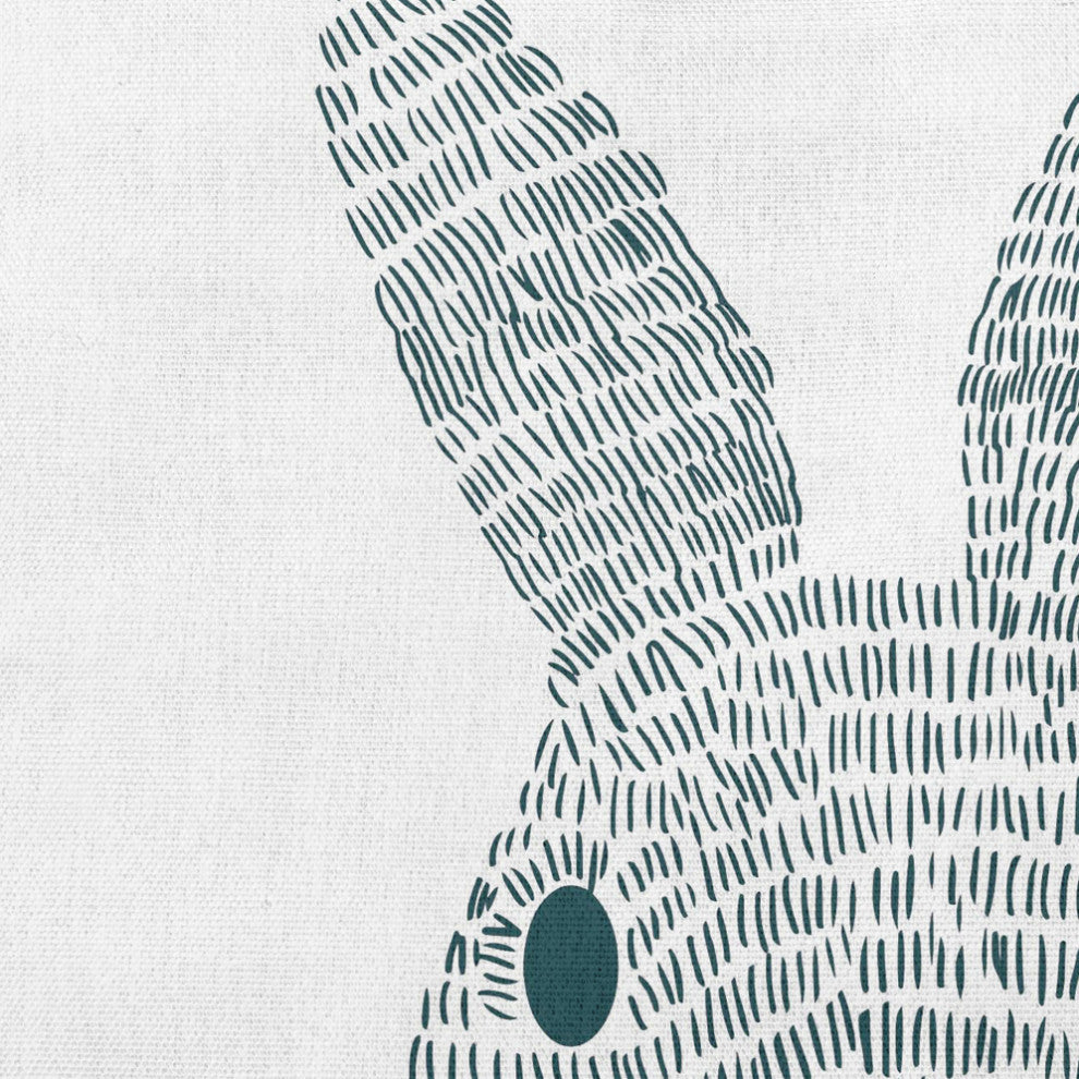 Monochrome Bunny Easter Decorative Throw Pillow, Ocean Abyss Green, 18x18"
