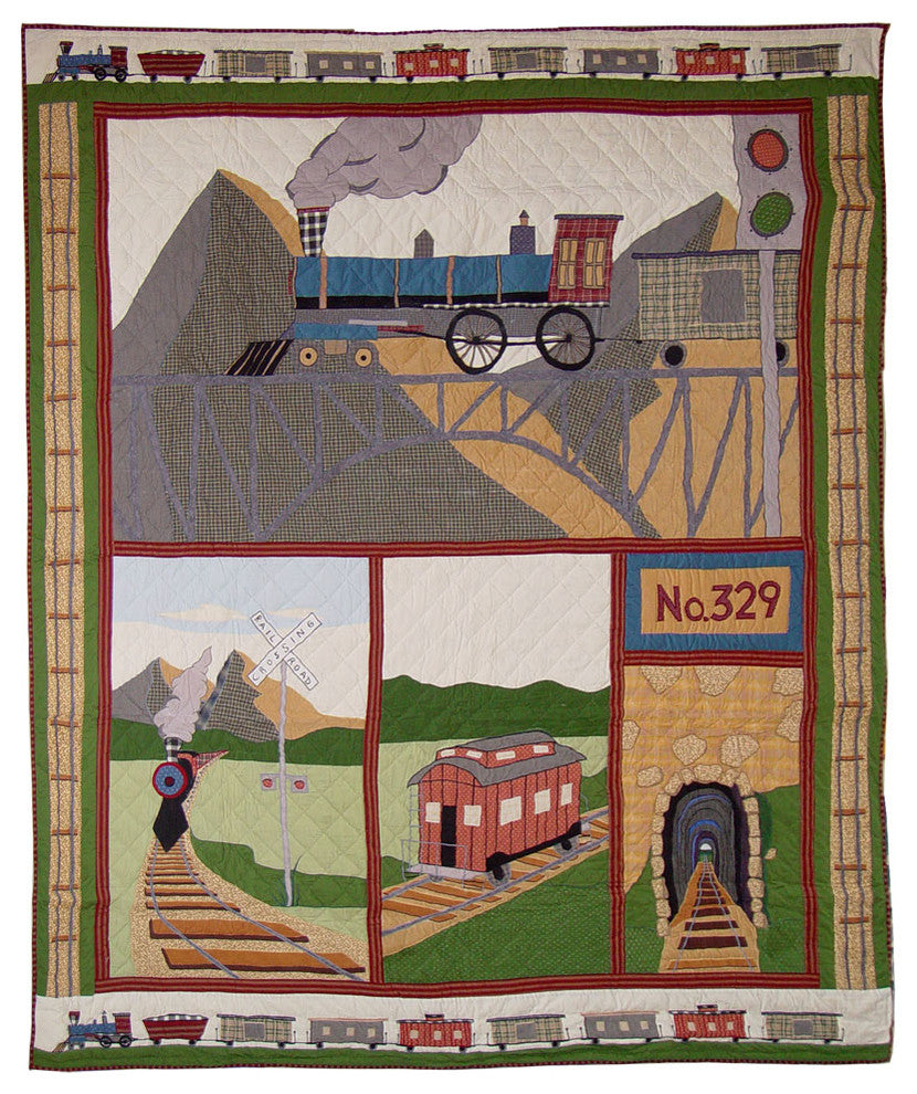 Train Quilt King 105"X95"