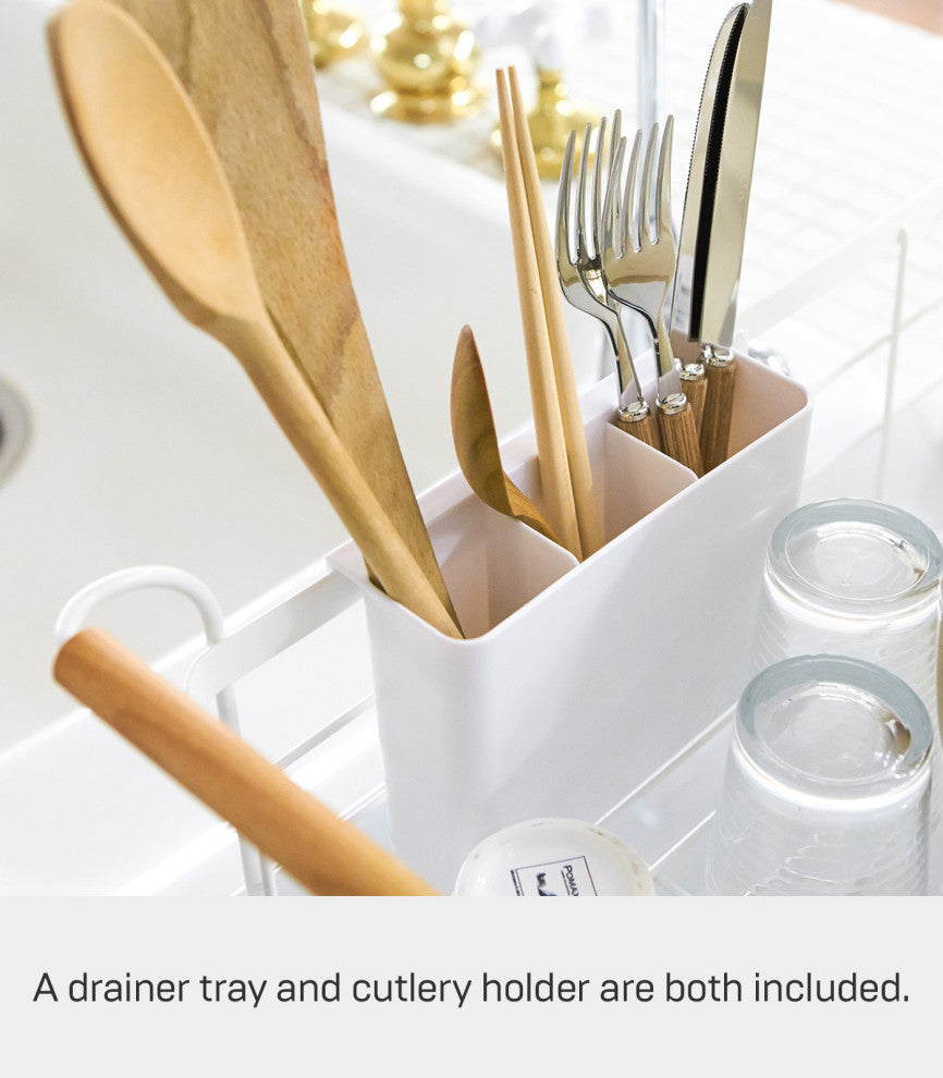 Yamazaki Home Dish Rack, Steel + Wood, Holds 22 lbs