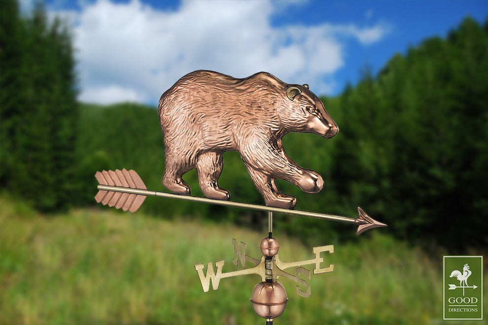 Bear Weathervane With Arrow, Pure Copper