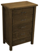 Barnwood Style Timber Peg 5-Drawer Chest, Driftwood