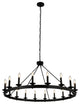 18-Light Wagon Wheel Chandelier Candle Style Pendant Lighting, Black