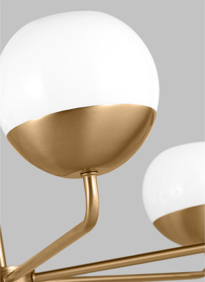 Alvin Six Light Chandelier, Satin Brass