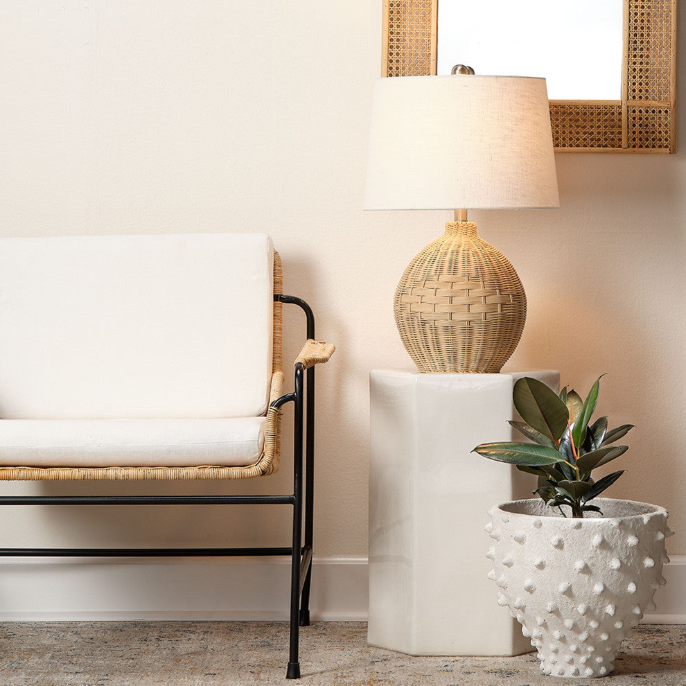 Porto Ceramic Indoor/Outdoor Side Table, White, Small