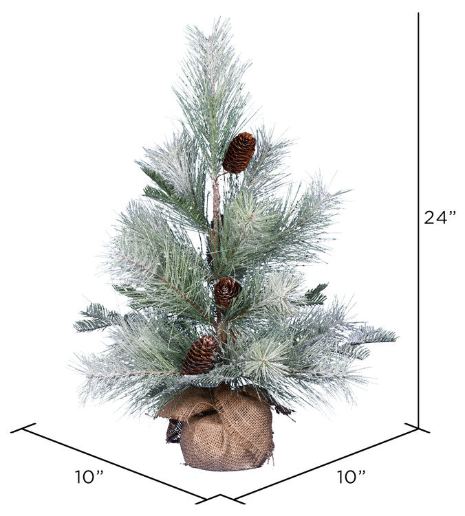 Vickerman D192320 24" Frosted Ansell Pine Artificial Christmas Tree, Unlit