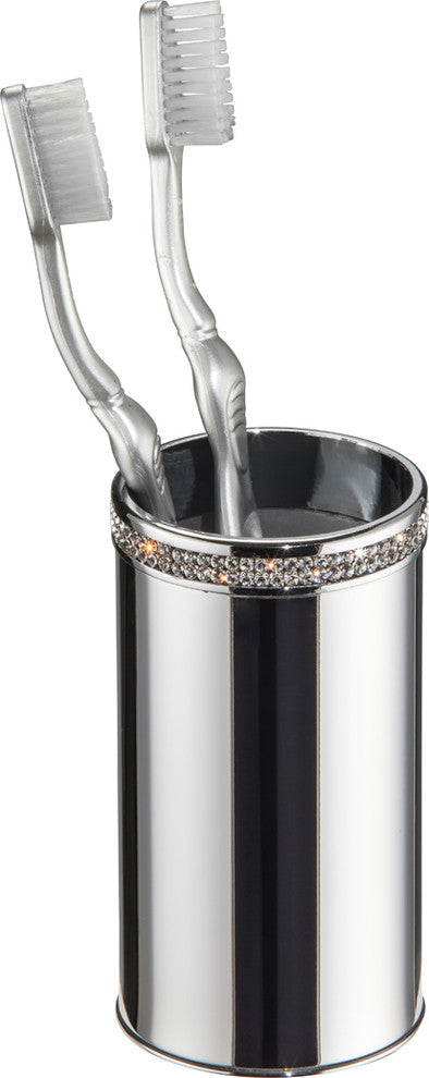 Cecilia Swarovski Crystals Table Toothbrush Holder, Polished Chrome